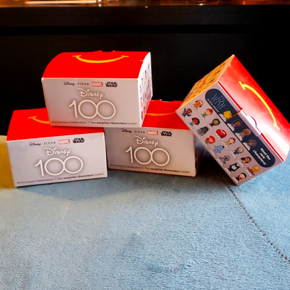4 new boxes McDonald's 100th Anniversary Disney Happy Meal Toy Boxes